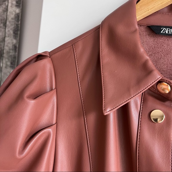 Zara Burgundy Leather Dress - Picture 6 of 6